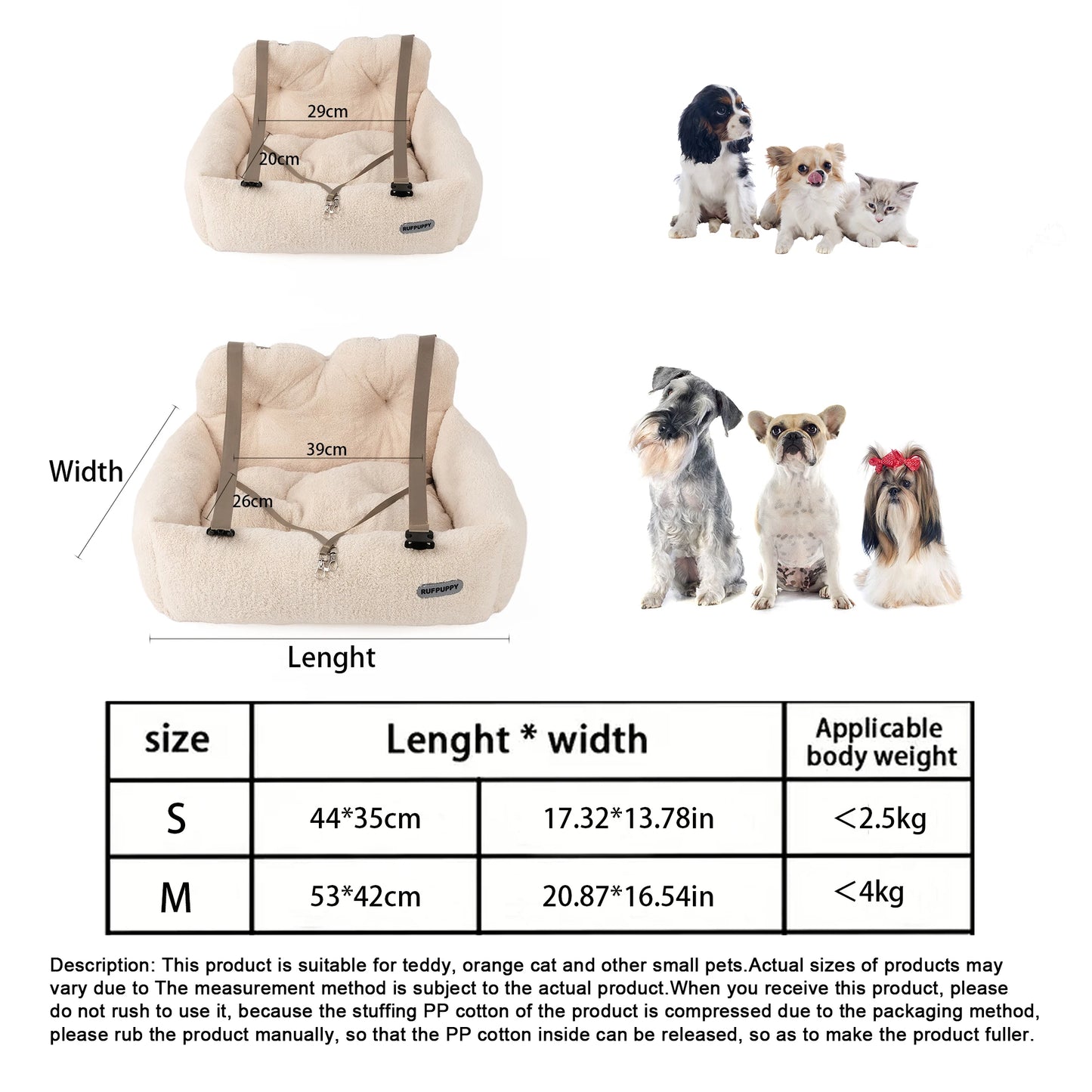 Portable Dog Car Seat - Safe and Comfortable